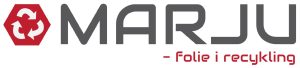 Logo Marju Logo Marju. Czerwona grafika w postaci sześciokąta z białym strzałkami wewnątrz oraz obok szary tekst nazwy firmy.