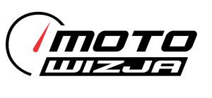 Logo Motowizja Logo Motowizja. Grafika prędkościomierza oraz czarny tekst nazwy firmy w postaci grafiki.